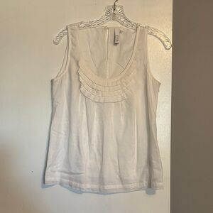 Sine White Ruffled Tank Top